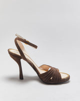 Vintage Prada Ruched Suede Sandal Heels - UK7.5