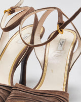 Vintage Prada Ruched Suede Sandal Heels - UK7.5