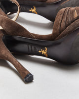 Vintage Prada Ruched Suede Sandal Heels - UK7.5