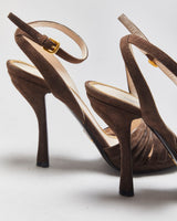 Vintage Prada Ruched Suede Sandal Heels - UK7.5