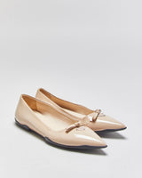 Prada Patent Leather Pointed Toe Bow Ballet Flats - UK3.5
