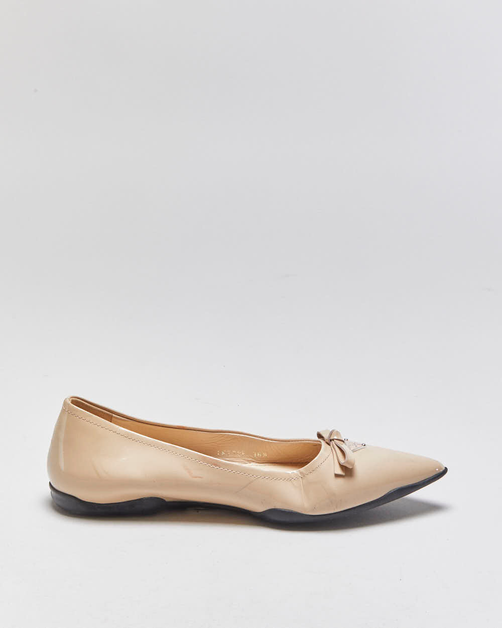 Prada Patent Leather Pointed Toe Bow Ballet Flats - UK3.5