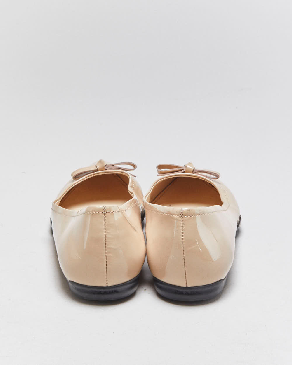 Prada Patent Leather Pointed Toe Bow Ballet Flats - UK3.5