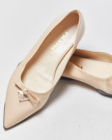 Prada Patent Leather Pointed Toe Bow Ballet Flats - UK3.5