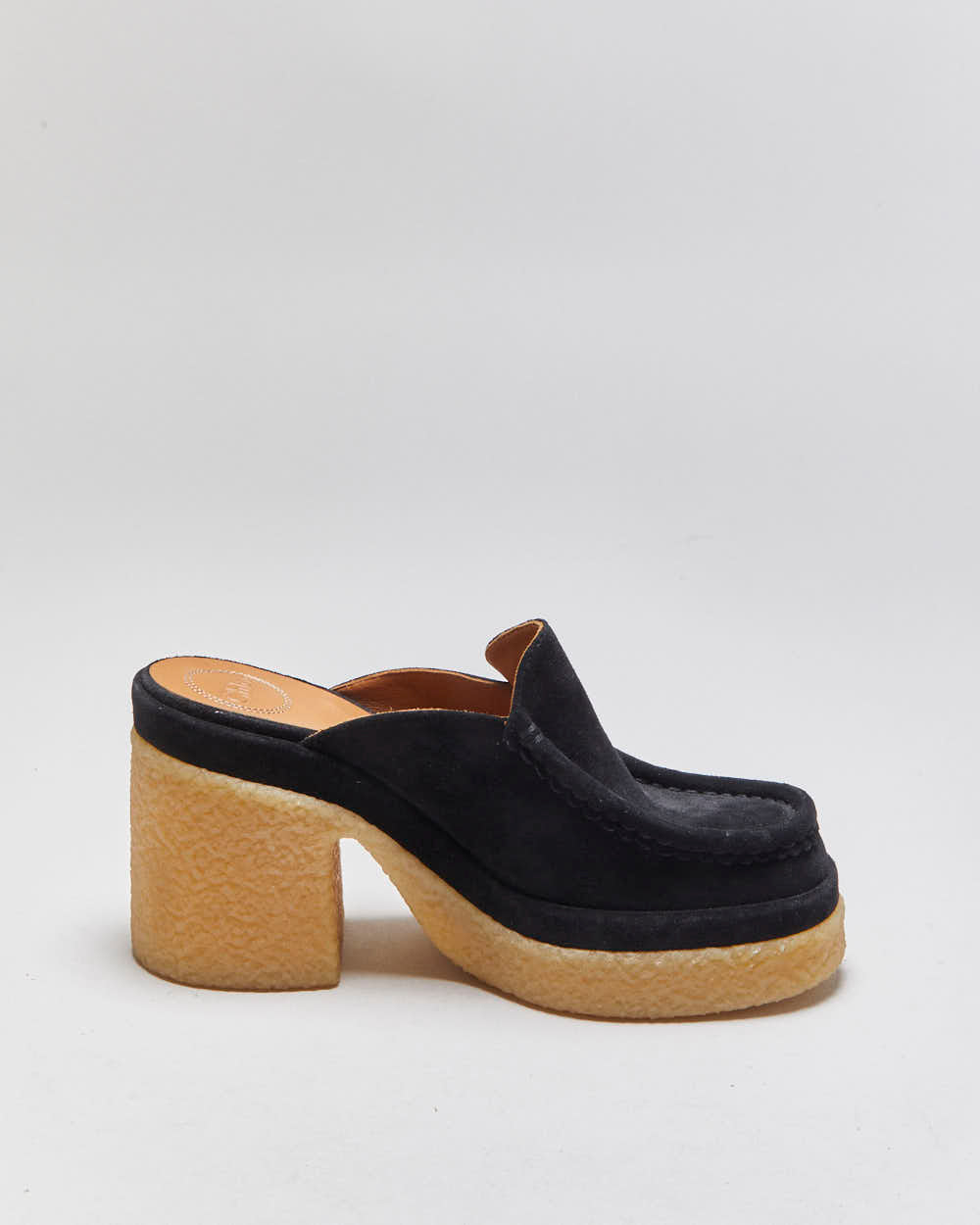 Chloe Jamie Platform Suede Loafer Mules - UK5