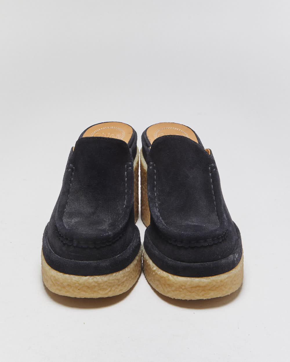 Chloe Jamie Platform Suede Loafer Mules - UK5