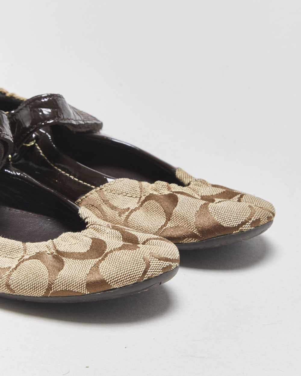 Vintage Coach Signature Mary Jane Ballet Flats - UK6
