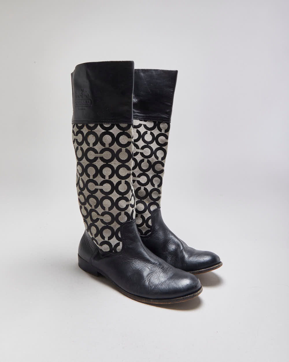 Vintage Coach Chrissi Signiature Tall Leather Riding Boots - UK7.5