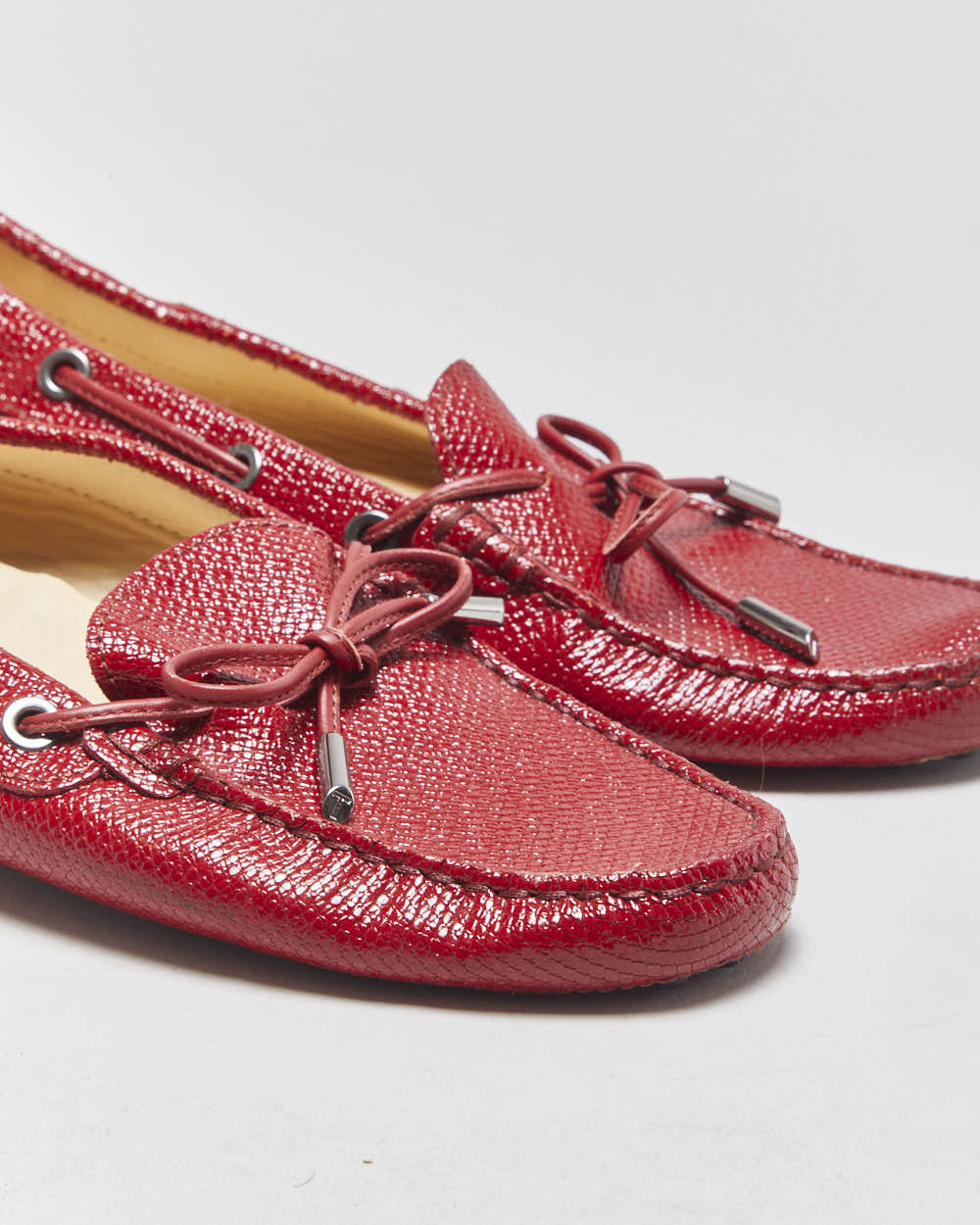 Vintage Tod's Gommino Patent Bow Slip On Loafers - UK4