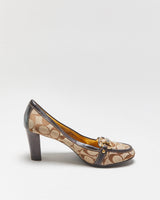 Vintage Y2k 2000s Coach Signiature Heeled Loafer Pumps - UK7