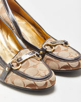 Vintage Y2k 2000s Coach Signiature Heeled Loafer Pumps - UK7