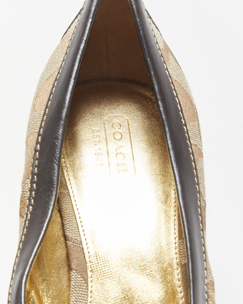 Vintage Y2k 2000s Coach Signiature Heeled Loafer Pumps - UK7