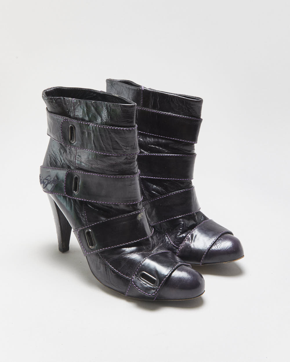 Vintage Y2K 2000s Miss Sixty Strappy Leather Heeled Ankle Boots - UK7