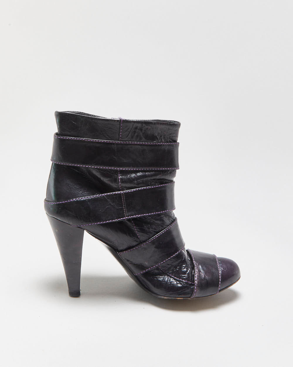 Vintage Y2K 2000s Miss Sixty Strappy Leather Heeled Ankle Boots - UK7