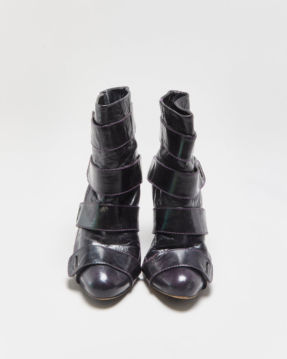 Vintage Y2K 2000s Miss Sixty Strappy Leather Heeled Ankle Boots - UK7