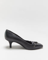 DS Bally Contrast Stitch Leather Kitten Heels - UK4.5