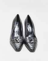 DS Bally Contrast Stitch Leather Kitten Heels - UK4.5
