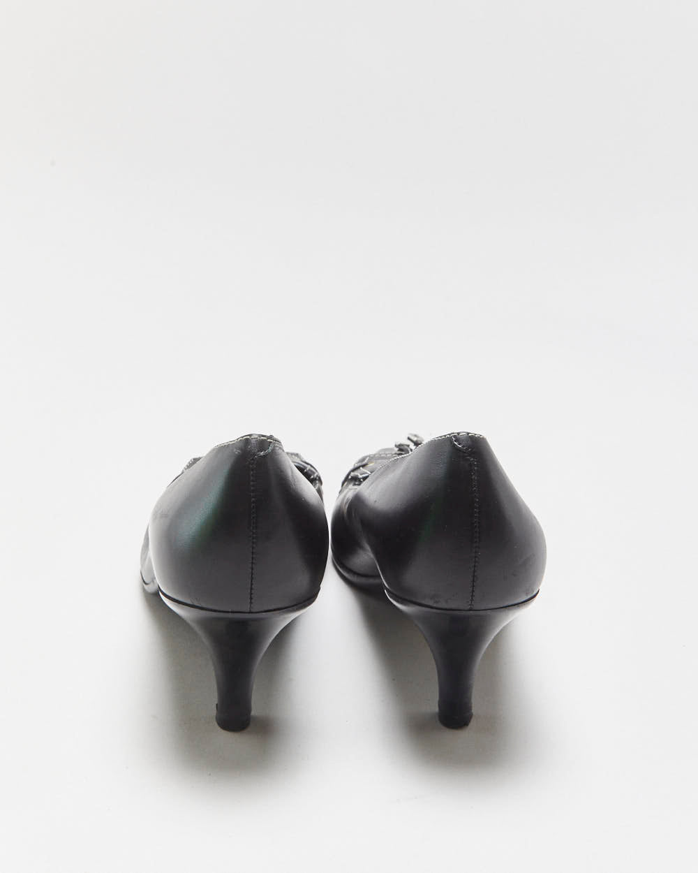 DS Bally Contrast Stitch Leather Kitten Heels - UK4.5