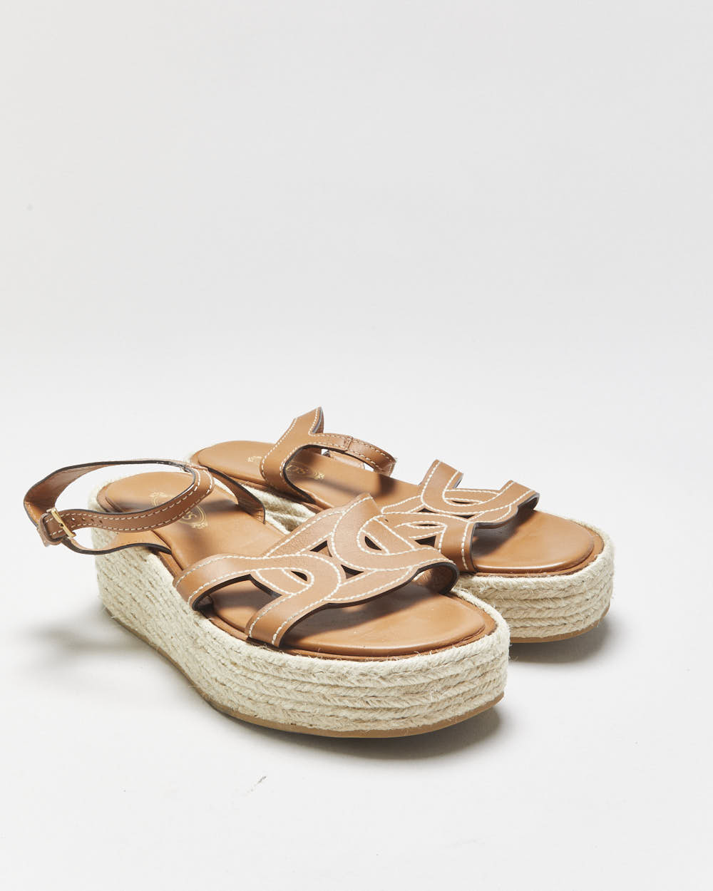 Tod's Leather Kate Platform Espadrille Cut-out Sandals - UK5.5