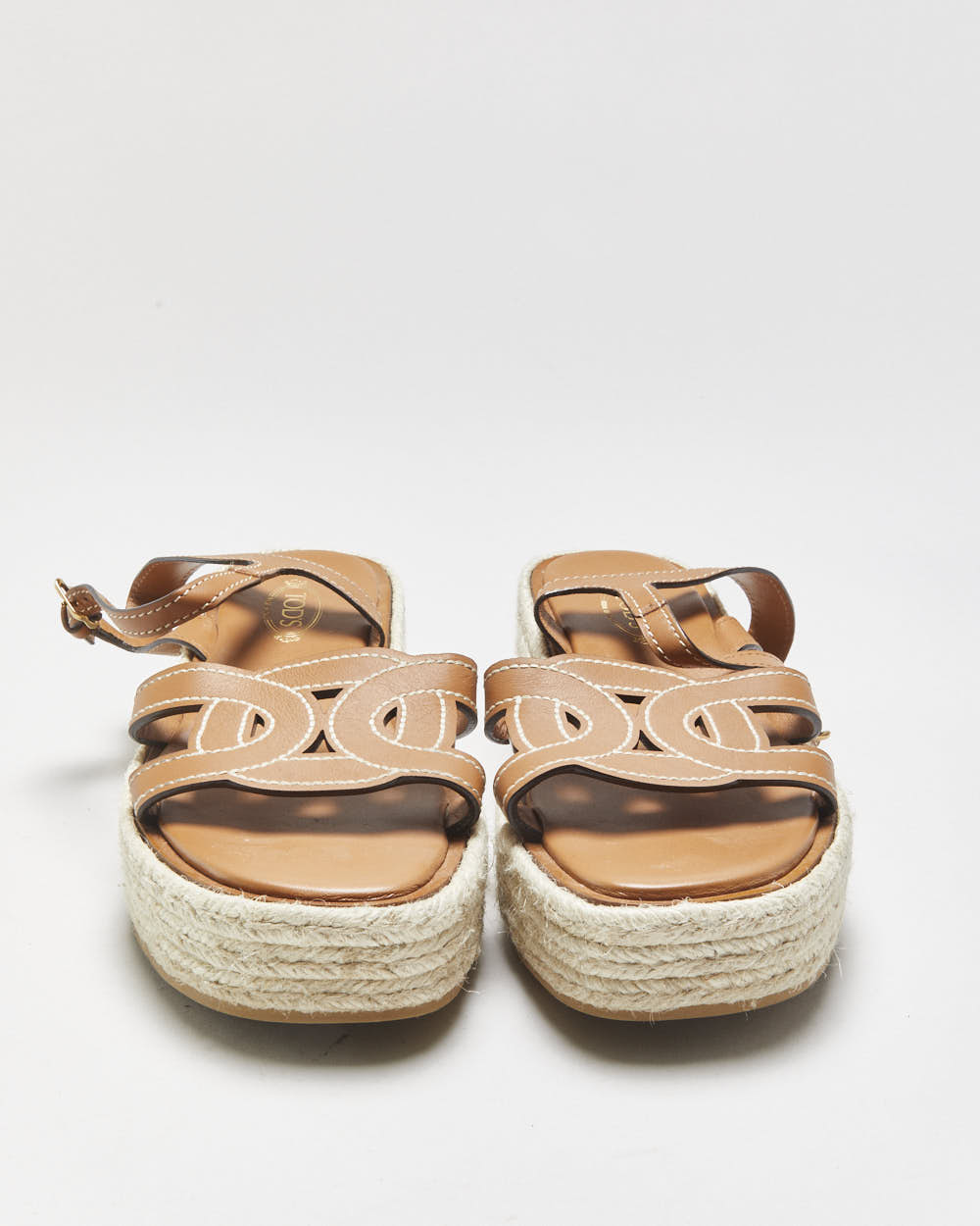 Tod's Leather Kate Platform Espadrille Cut-out Sandals - UK5.5