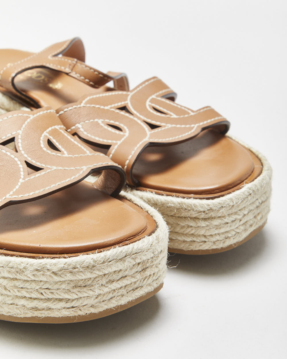 Tod's Leather Kate Platform Espadrille Cut-out Sandals - UK5.5