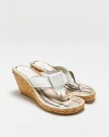 Vintage Y2K 2000s Burberry Espadrille Wedge Thong Sandals - UK5