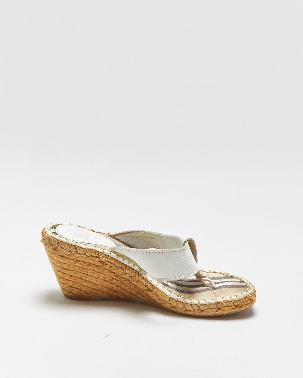 Vintage Y2K 2000s Burberry Espadrille Wedge Thong Sandals - UK5