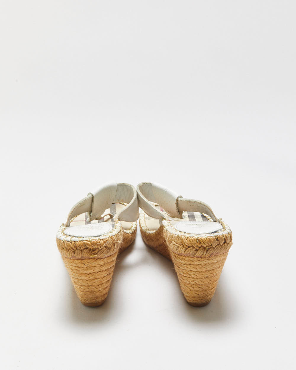 Vintage Y2K 2000s Burberry Espadrille Wedge Thong Sandals - UK5
