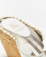 Vintage Y2K 2000s Burberry Espadrille Wedge Thong Sandals - UK5