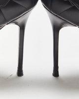 Burberry Amalia Quilted Leather Pointed Toe Buckle Detail Heels - UK5