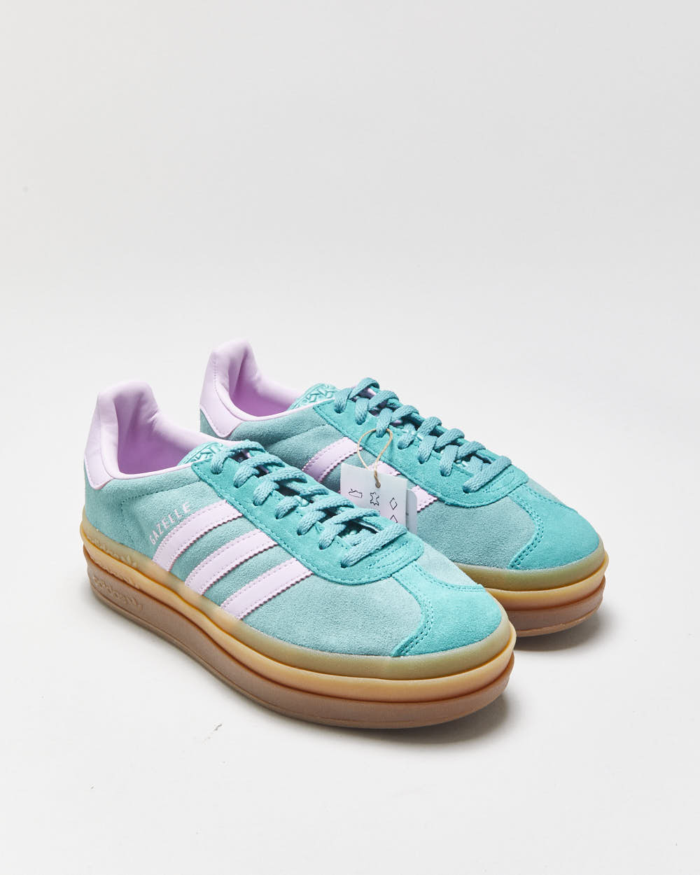 DSWT 2025 Adidas Gazelle Bold 'Clear Mint/Bliss Lilac' Platform Trainers - UK4.5