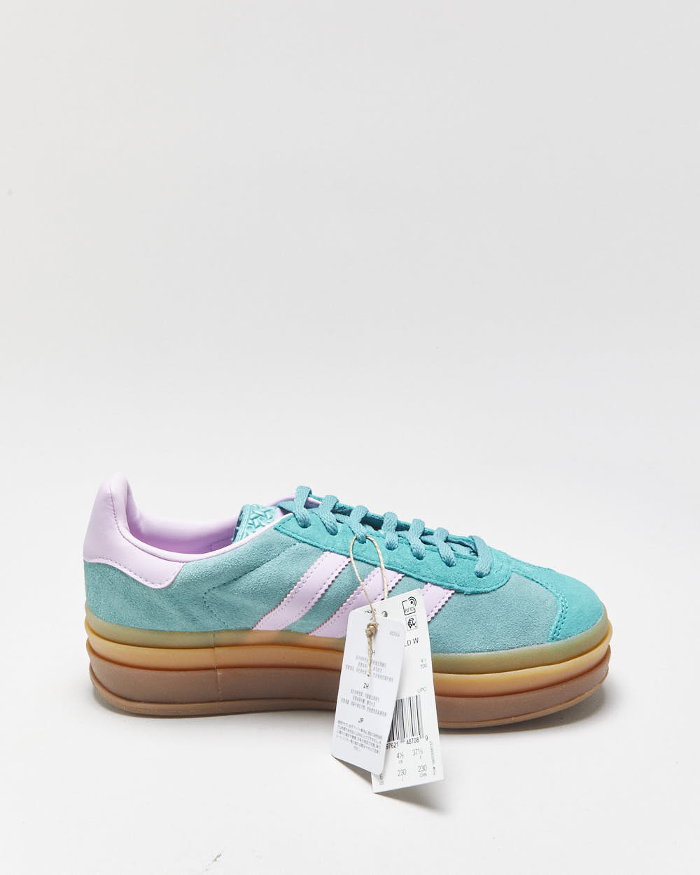 DSWT 2025 Adidas Gazelle Bold 'Clear Mint/Bliss Lilac' Platform Trainers - UK4.5