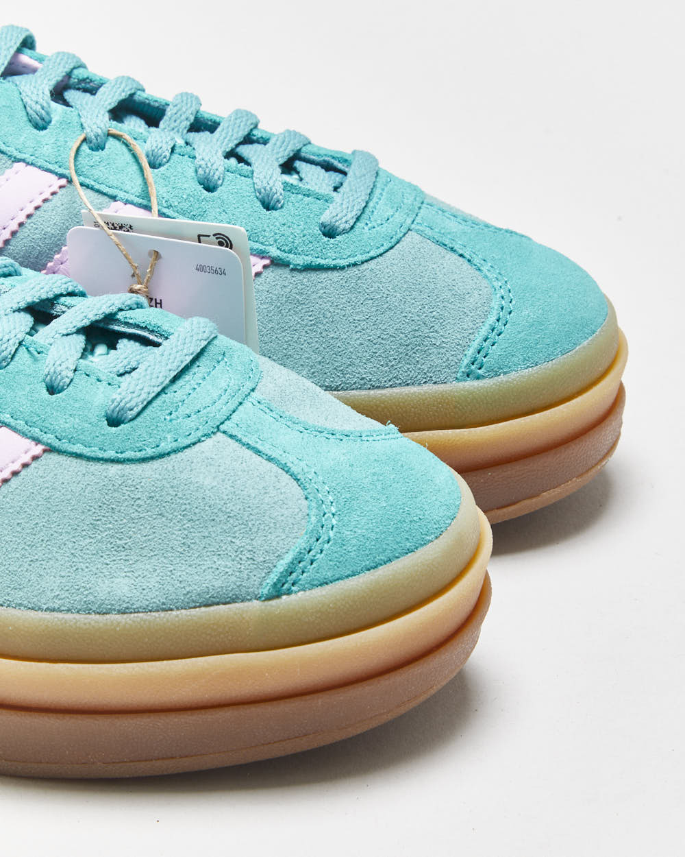 DSWT 2025 Adidas Gazelle Bold 'Clear Mint/Bliss Lilac' Platform Trainers - UK4.5
