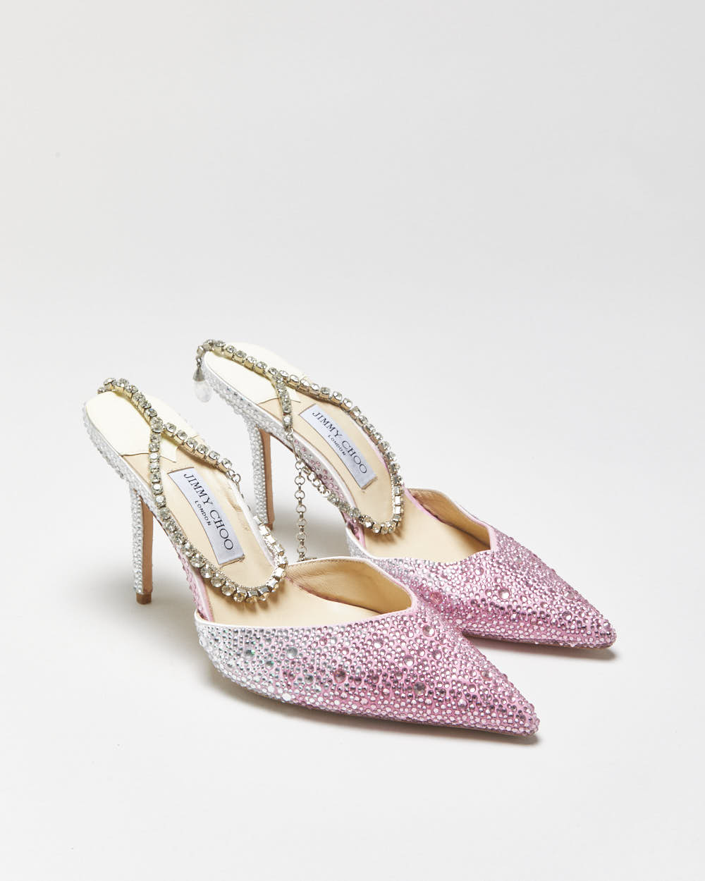Jimmy Choo Seada 100 Crystal Embellished Satin Stiletto Heel - UK7
