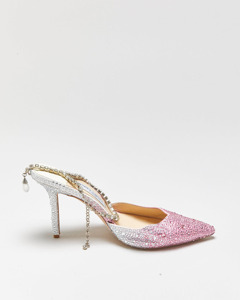 Jimmy Choo Seada 100 Crystal Embellished Satin Stiletto Heel - UK7