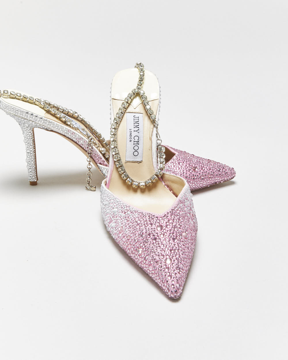 Jimmy Choo Seada 100 Crystal Embellished Satin Stiletto Heel - UK7