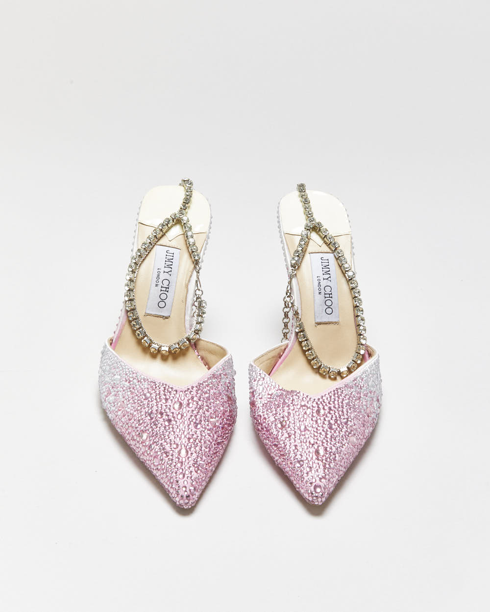 Jimmy Choo Seada 100 Crystal Embellished Satin Stiletto Heel - UK7