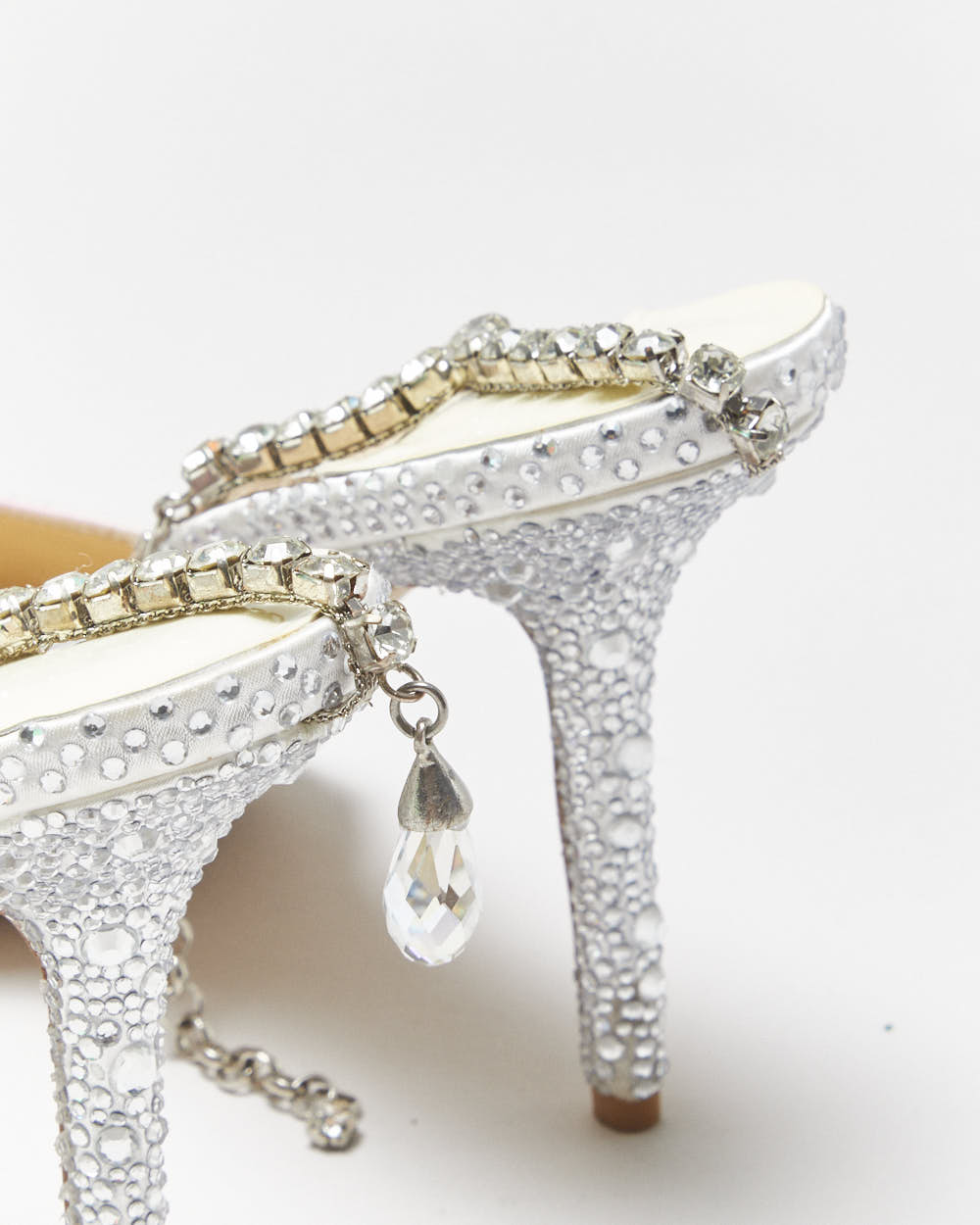 Jimmy Choo Seada 100 Crystal Embellished Satin Stiletto Heel - UK7
