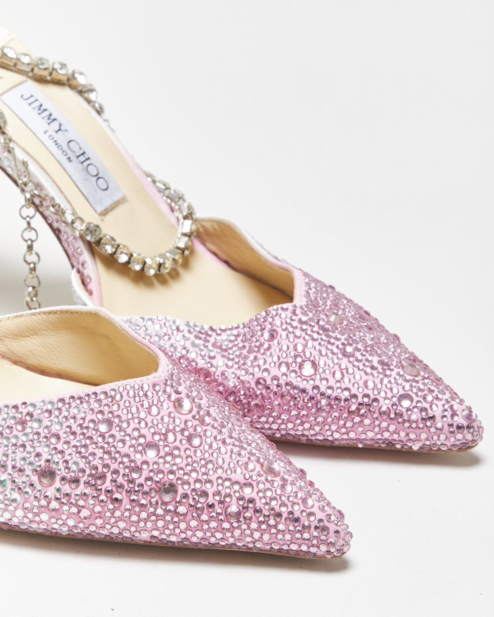 Jimmy Choo Seada 100 Crystal Embellished Satin Stiletto Heel - UK7