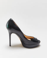Jimmy Choo Patent Leather Platform Peep Toe Heels - UK4