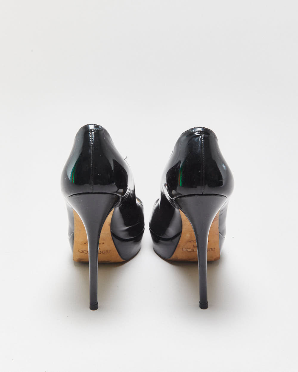 Jimmy Choo Patent Leather Platform Peep Toe Heels - UK4