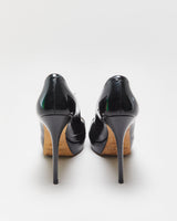 Jimmy Choo Patent Leather Platform Peep Toe Heels - UK4