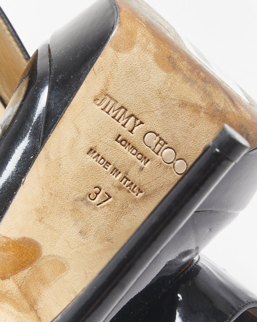 Jimmy Choo Patent Leather Platform Peep Toe Heels - UK4