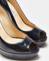 Jimmy Choo Patent Leather Platform Peep Toe Heels - UK4