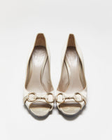 Gucci Satin Crystal Rhinestone Horsebit Peep Toe heels - UK5.5