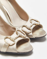 Gucci Satin Crystal Rhinestone Horsebit Peep Toe heels - UK5.5