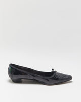 Vintage Prada Embroidered Patent Leather Heeled Ballet Flats - UK7.5