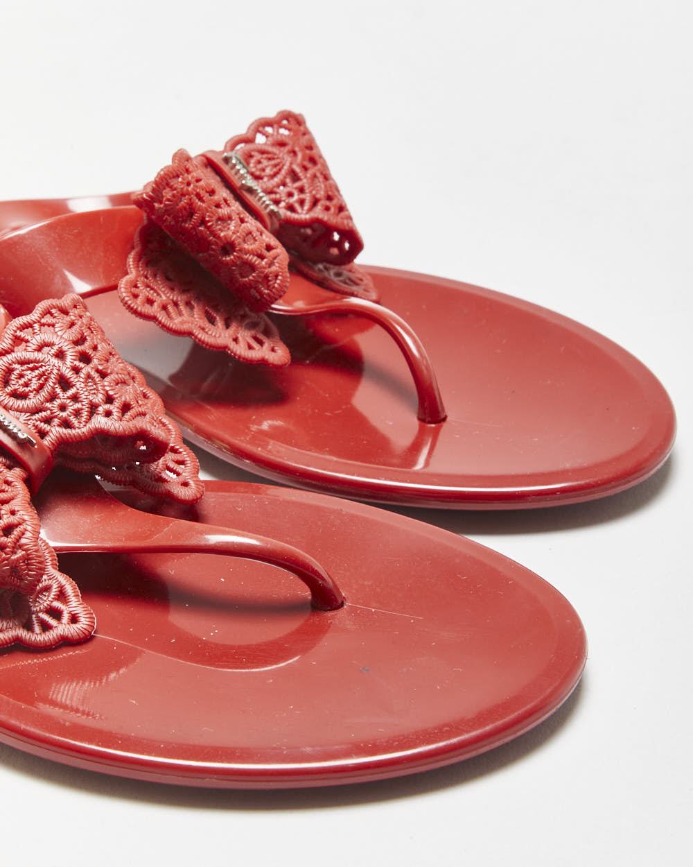 Salvatore Ferragamo Rubber Jelly Bow Flip Flop Sandals - UK6