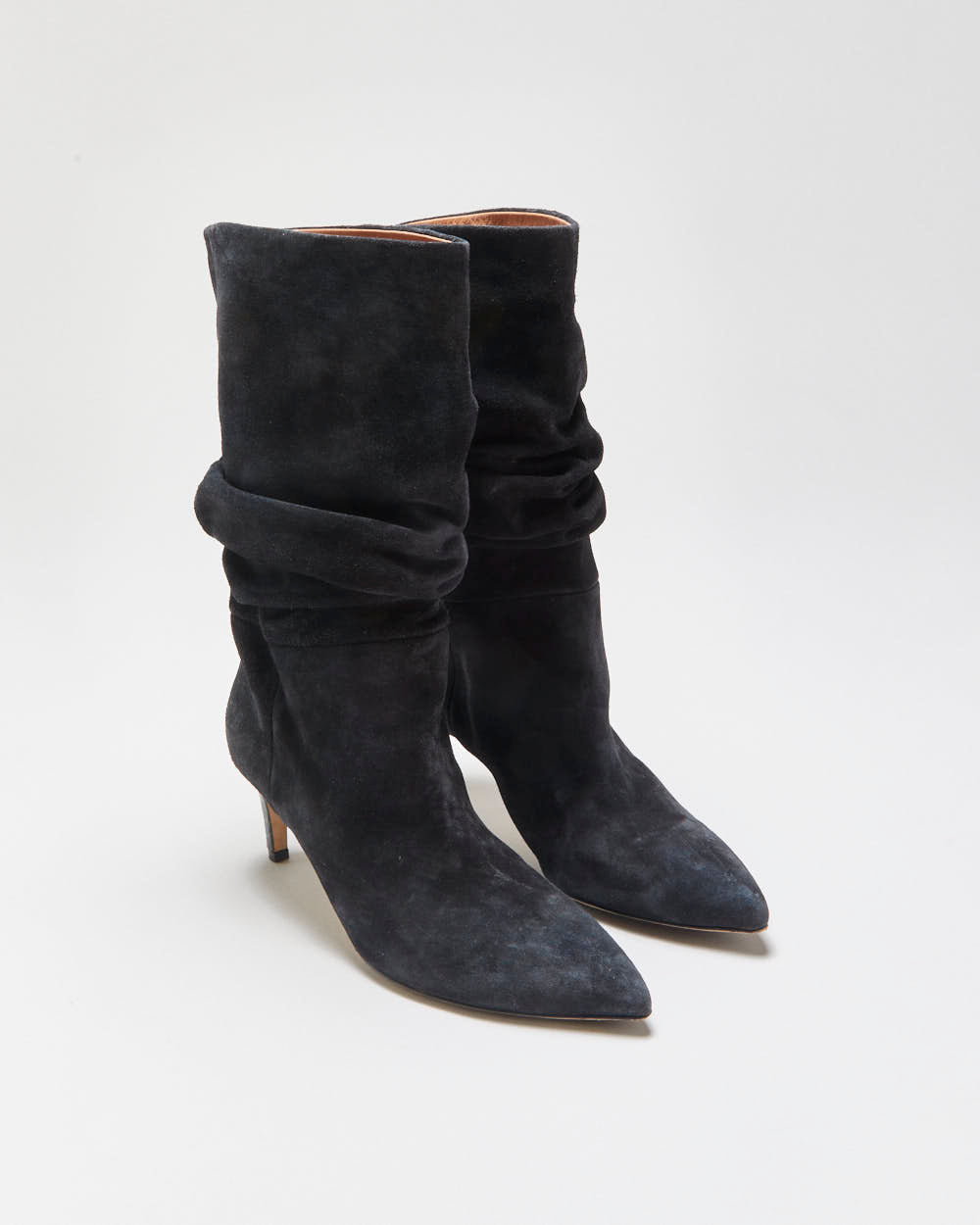 Paris Texas Suede Scrunch Patent Heel Calf Boots - UK4.5