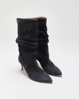 Paris Texas Suede Scrunch Patent Heel Calf Boots - UK4.5